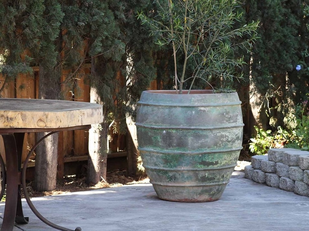 JAR WITH LINES, VERDIGRIS, SET OF 3- 30.0"x36.0", 22.0"x28.0", 14.0"x12.0