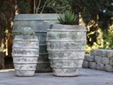 JAR WITH LINES, VERDIGRIS, SET OF 3- 30.0"x36.0", 22.0"x28.0", 14.0"x12.0