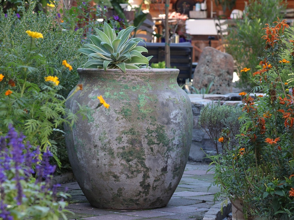 SINGLE LARGE POT, VERDIGRIS  30.0" X 35.0", TOP 26.0"