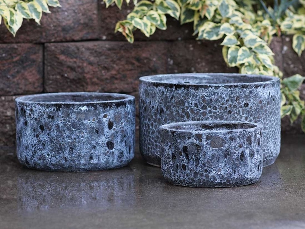 REDONDO LOW PLANTER, CORAL BLACK, SET OF 3-15.5"X10.0", 13.0" X 9.0", 10.0"X8.0"