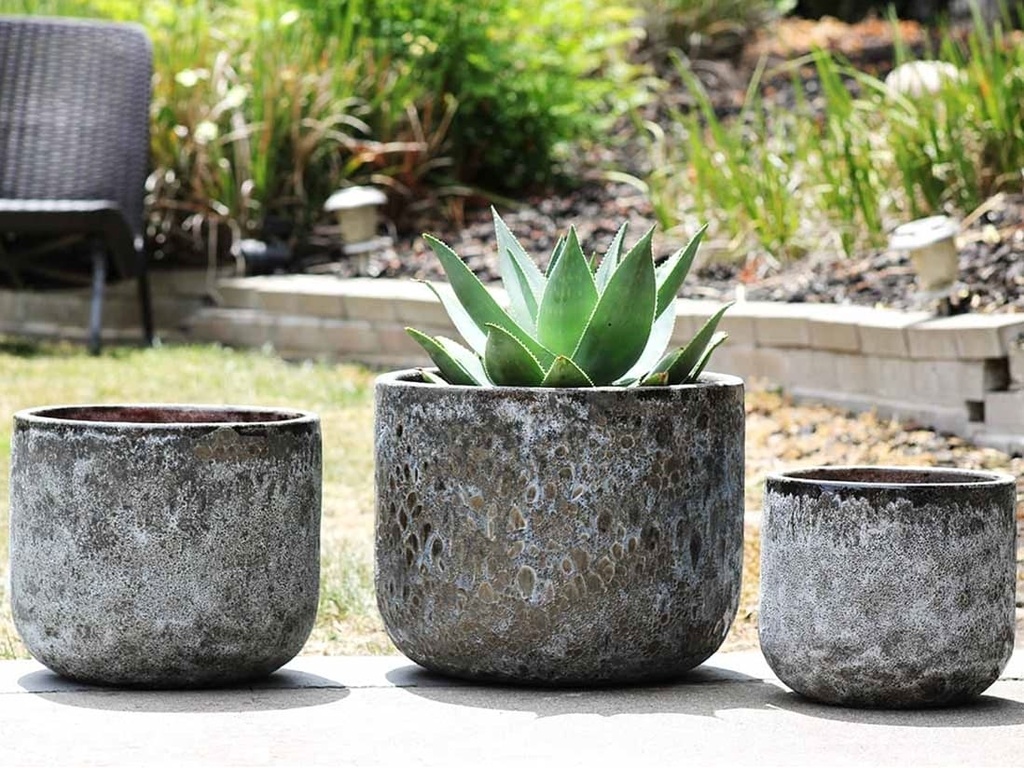 NORMA PLANTER CORAL BLACK, SET OF 4- 20.5"X16.5", 16.0"X14.0", 13.0"X12.0", 10.0"X9.5"