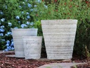 RIPPLE PLANTER, AEGEAN WHITE, SET OF 3- 18.0"X 19.0", 14.0" X 15.0", 10.0" X 11.0".