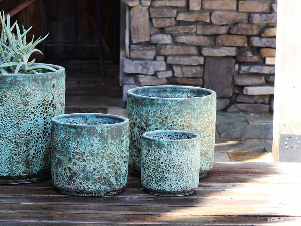 REDONDO PLANTER MID, CORAL GEM GREEN, SET OF 4-19.5"X18.0", 17.0"X15.5", 15.0"X14.0", 13"X12.5"