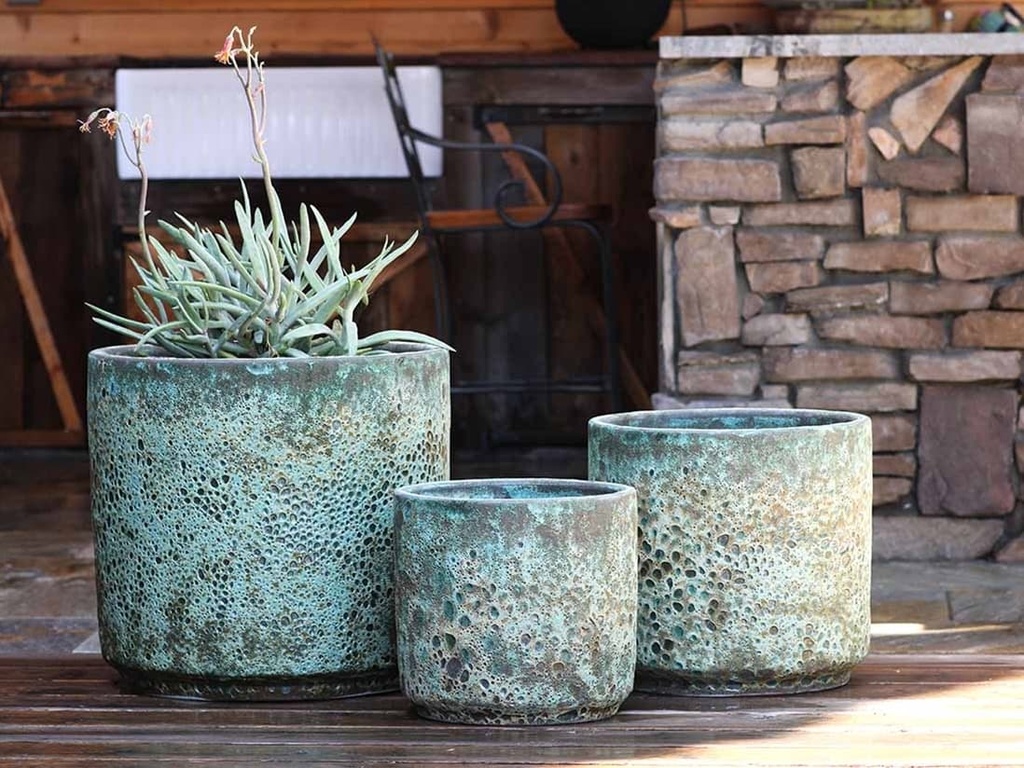REDONDO PLANTER MID, CORAL GEM GREEN, SET OF 4-19.5"X18.0", 17.0"X15.5", 15.0"X14.0", 13"X12.5"