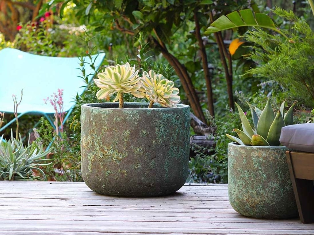 NORMA PLANTER CORAL GEM GREEN, SET OF 4-20.5"X16.5", 16.0"X14.0", 13.0"X12.0", 10.0"X9.5"