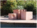 MK CUBE PLANTER, WASH CLAY, SET OF 3-  19.5"x19.5"x19.5", 15.5"x15.5"x15.5", 12"x12"x12"
