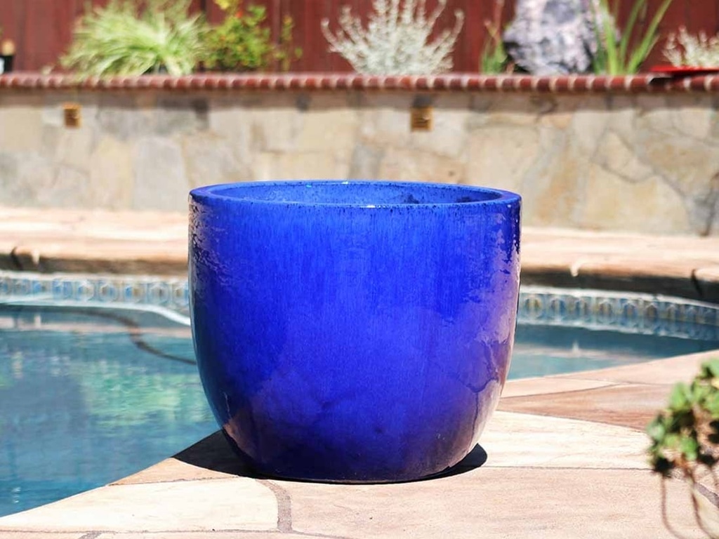 EGG SHELL POTS, FALLING BLUE, SET OF 3 - 17.0" X 15.0", 14.0" X 12.5", 11.5" X 12.0"