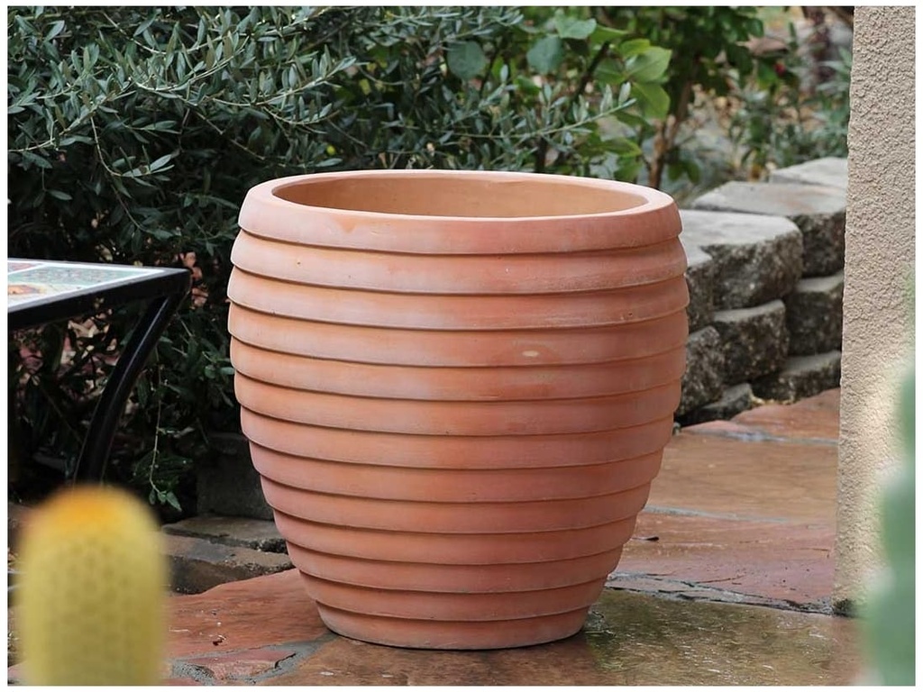 MK  WAVE PLANTER, WASH CLAY, SET OF 3- 19.5"x19.5", 15.5"x15.5", 11"x12"