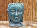 LARGE BUDDHA HEAD PLANTER, FALLING AQUA, SIZE A, 17.5" X24.5"