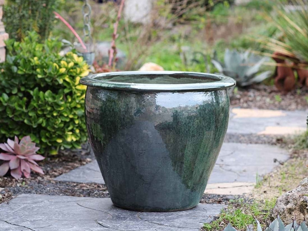 FISH BOWL POTS, PEACOCK GREEN, SET OF 3 - 30.0''X25.0'', 23.0''X21.0'', 17.5''X17.0''