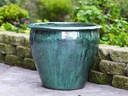 FISH BOWL POTS, PEACOCK GREEN, SET OF 3 - 30.0''X25.0'', 23.0''X21.0'', 17.5''X17.0''