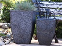 TALL MILAN SQUARE PLANTER, SILVER ROCK, SET OF 3 - 17.5" X 26.0", 14.0" X 20.0", 10.5" X 15.5"