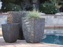 TALL MILAN SQUARE PLANTER, SILVER ROCK, SET OF 3 - 17.5" X 26.0", 14.0" X 20.0", 10.5" X 15.5"