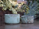REDONDO LOW PLANTER, CORAL GEM GREEN, SET OF 3-15.5"X10.0", 13.0" X 9.0", 10.0"X8.0"