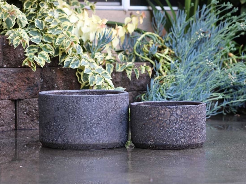 REDONDO LOW  PLANTER, CORAL BRONZE, SET OF 3-15.5"X10.0", 13.0" X 9.0", 10.0"X8.0"
