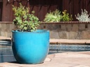 EGG SHELL POTS, FALLING AQUA, SET OF 3 - 17.0" X 15.0", 14.0" X 12.5", 11.5" X 12.0"