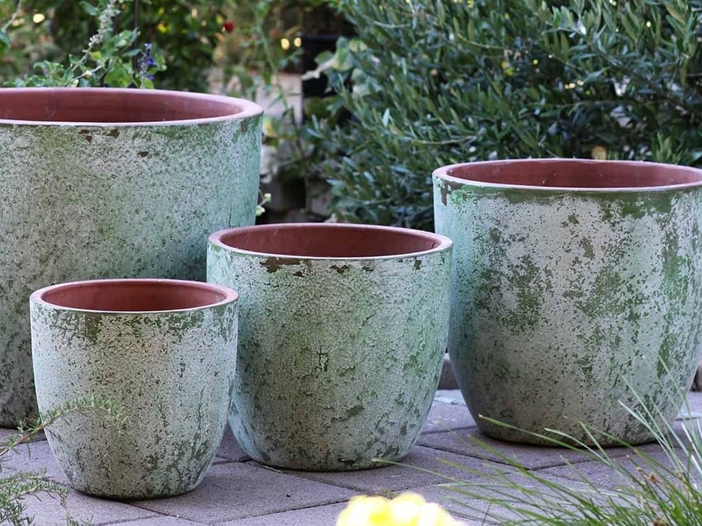 COCO POTS, AEGEAN GREEN, SET OF 4-23"X20", 19"X17", 15'X13", 12"X11"