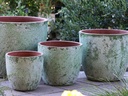 COCO POTS, AEGEAN GREEN, SET OF 4-23"X20", 19"X17", 15'X13", 12"X11"