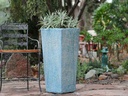 TALL SQUARE PLANTER, CORAL AQUA, 16"X35.5"