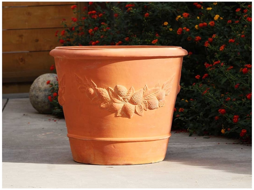 LEMON VASE PLANTER, RED CLAY, SET OF 2- 27"X22", 21.5"X19.5"