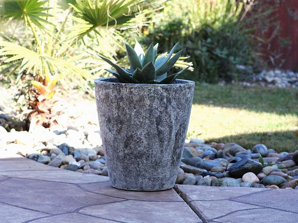 EXTRA LARGE BUCKET PLANTER, CORAL GREY, SET OF 3- 22.0"X23.0", 17.5"X19.5", 13.5"X15.5"