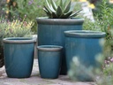 TALL GARDEN POT, TURQUOISE GREEN, SET OF 4-23.5" X27", 19.5"X21.5", 15.5"X17.0", 11.5"X13.5"