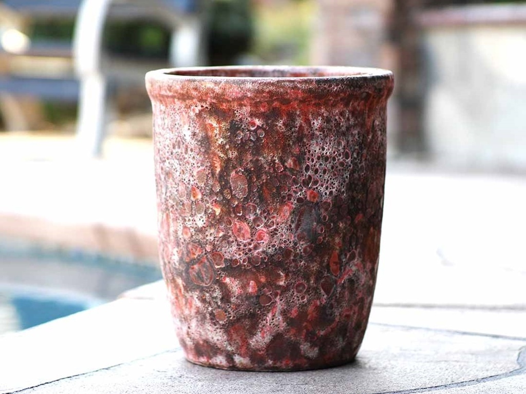 TALL GARDEN POT, CORAL RED REEF, SET OF 4-23.5" X27", 19.5"X21.5", 15.5"X17.0", 11.5"X13.5"