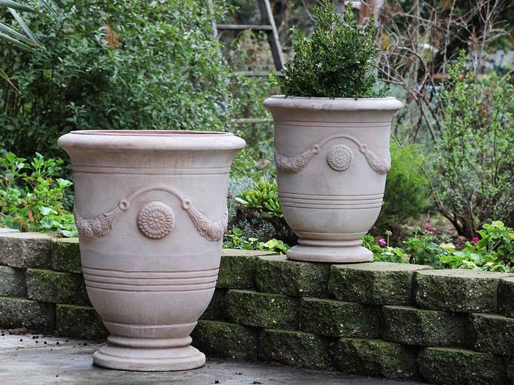 ANDUZE URN PLANTER, GREY CLAY, B SIZE, 18.5"x22.0"