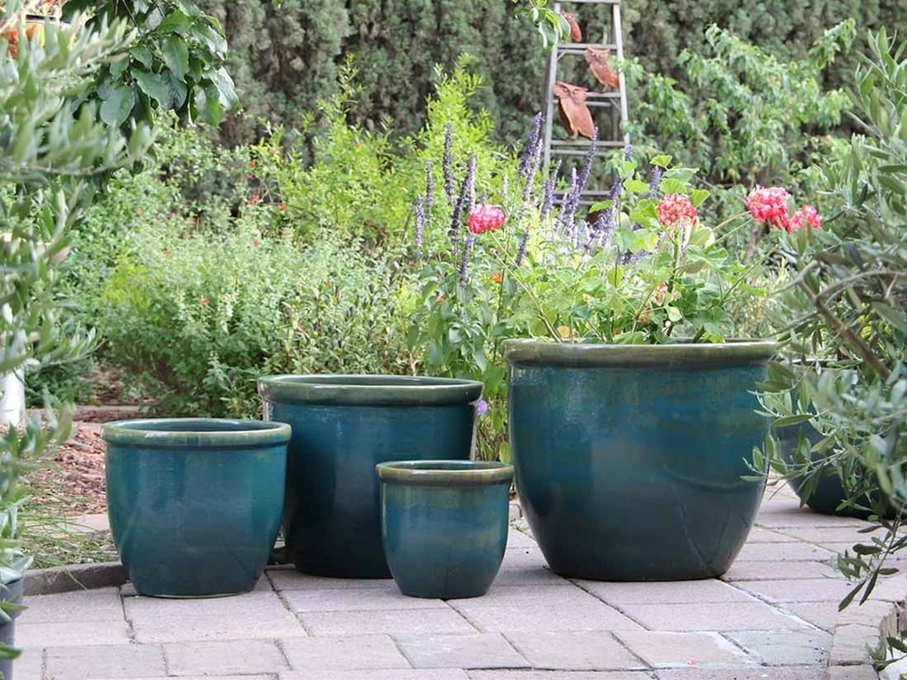 CANA GARDEN PLANTER, TURQUOISE GREEN, SET OF 4-  24"X20", 19"X17", 16"X13", 12"X10"