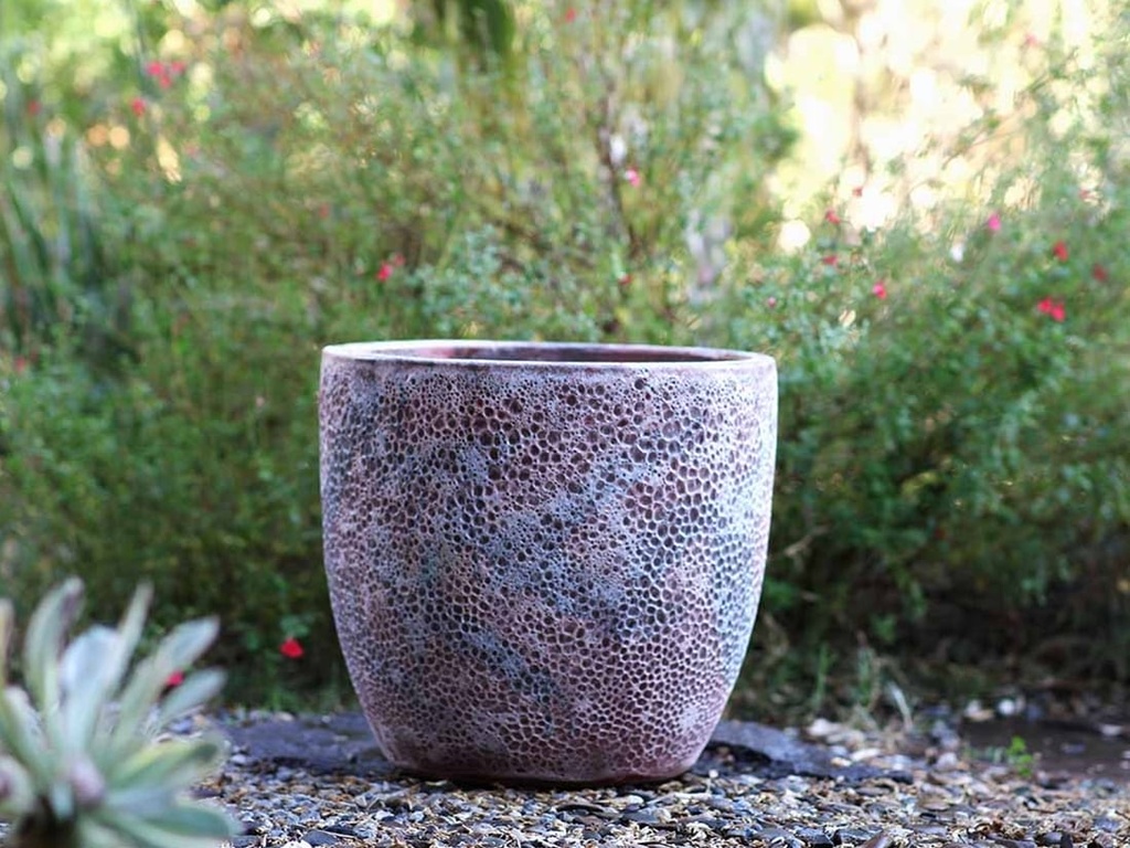 COCO POTS, CORAL RED REEF, SET OF 3-19"X17", 15'X13", 12"X11"