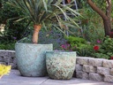 COCO POTS, CORAL GEM GREEN, SET OF 3-19"X17", 15'X13", 12"X11"