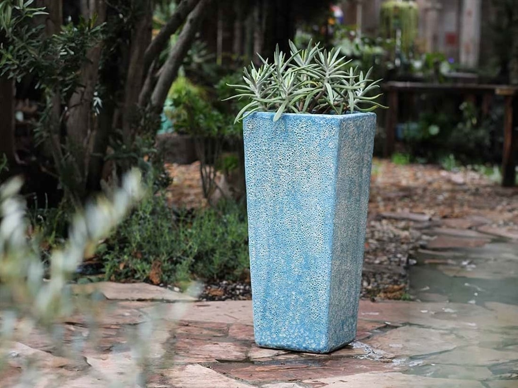TALL SQUARE PLANTER, CORAL AQUA, 16"X35.5"