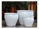 FISH BOWL NEW POTS, WHITE WHITE, SET OF 3- 30"X25", 23"X21", 17.5"X17"