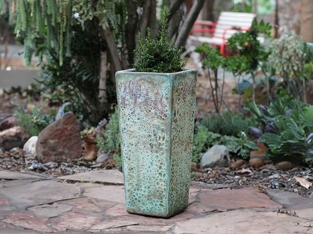 TALL SQUARE PLANTER, CORAL GEM GREEN, 16"X35.5"