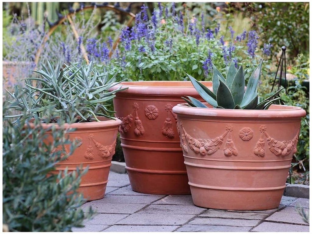 GARDLAND VASE PLANTER, RED CLAY, SET OF 3- "28x21", 24"x18",20"X15"