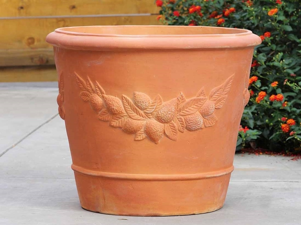 LEMON VASE PLANTER, RED CLAY, SET OF 2- 27"X22", 21.5"X19.5"