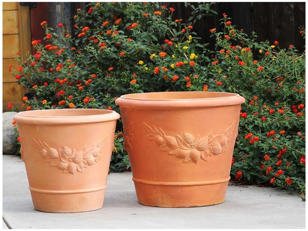 LEMON VASE PLANTER, RED CLAY, SET OF 2- 27"X22", 21.5"X19.5"