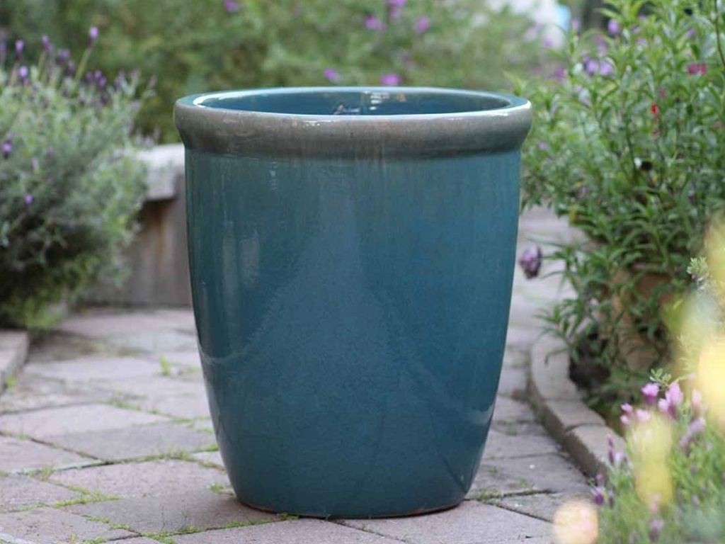 TALL GARDEN POT, TURQUOISE GREEN, SET OF 4-23.5" X27", 19.5"X21.5", 15.5"X17.0", 11.5"X13.5"