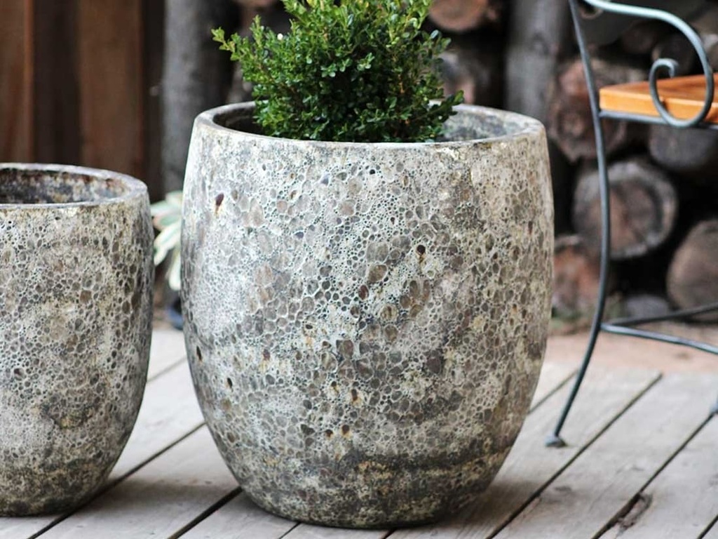 TALL MILANO PLANTER, CORAL GREY, SET OF 3- 22.0" X 23.5" 17.0" X 18.5" 12.5" X 14.0"