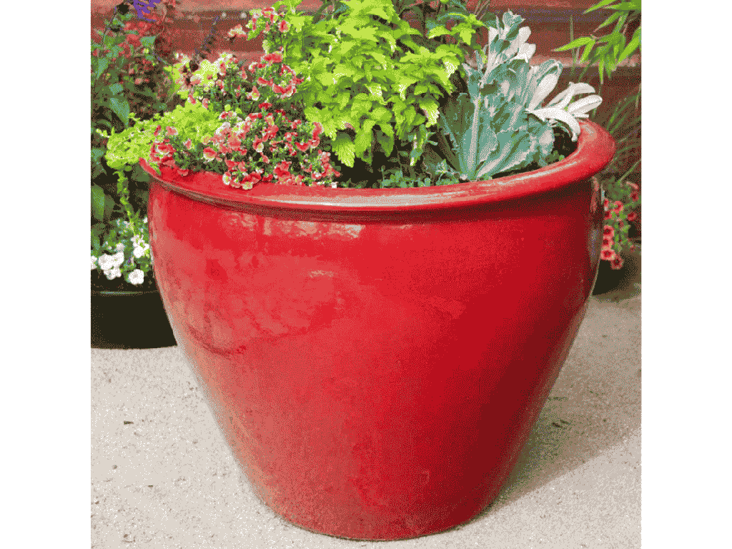 FISH BOWL POTS, LAVISH RED, SET OF 3 - 30.0''X25.0'', 23.0''X21.0'', 17.5''X17.0''