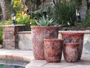 TALL GARDEN POT, CORAL RED REEF, SET OF 4-23.5" X27", 19.5"X21.5", 15.5"X17.0", 11.5"X13.5"