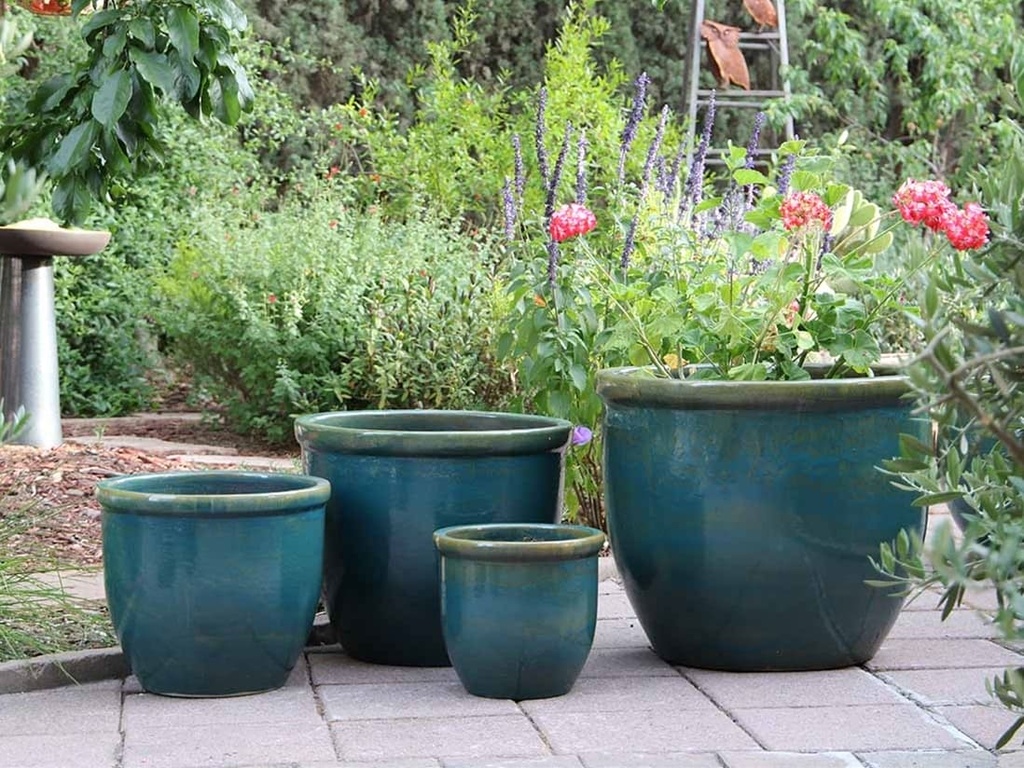 CANA GARDEN PLANTER, TURQUOISE GREEN, SET OF 4-  24"X20", 19"X17", 16"X13", 12"X10"