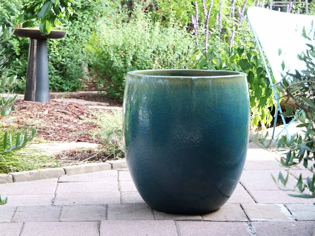 TALL MILANO PLANTER, TURQUOISE GREEN, SET OF 3- 22.0" X 23.5" 17.0" X 18.5" 12.5" X 14.0"