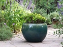 LOW MILANO PLANTER, TURQUOISE GREEN, SET OF 3- 21.5" X 15.5", 16.0" X 12.0", 12.0" X 10.0"