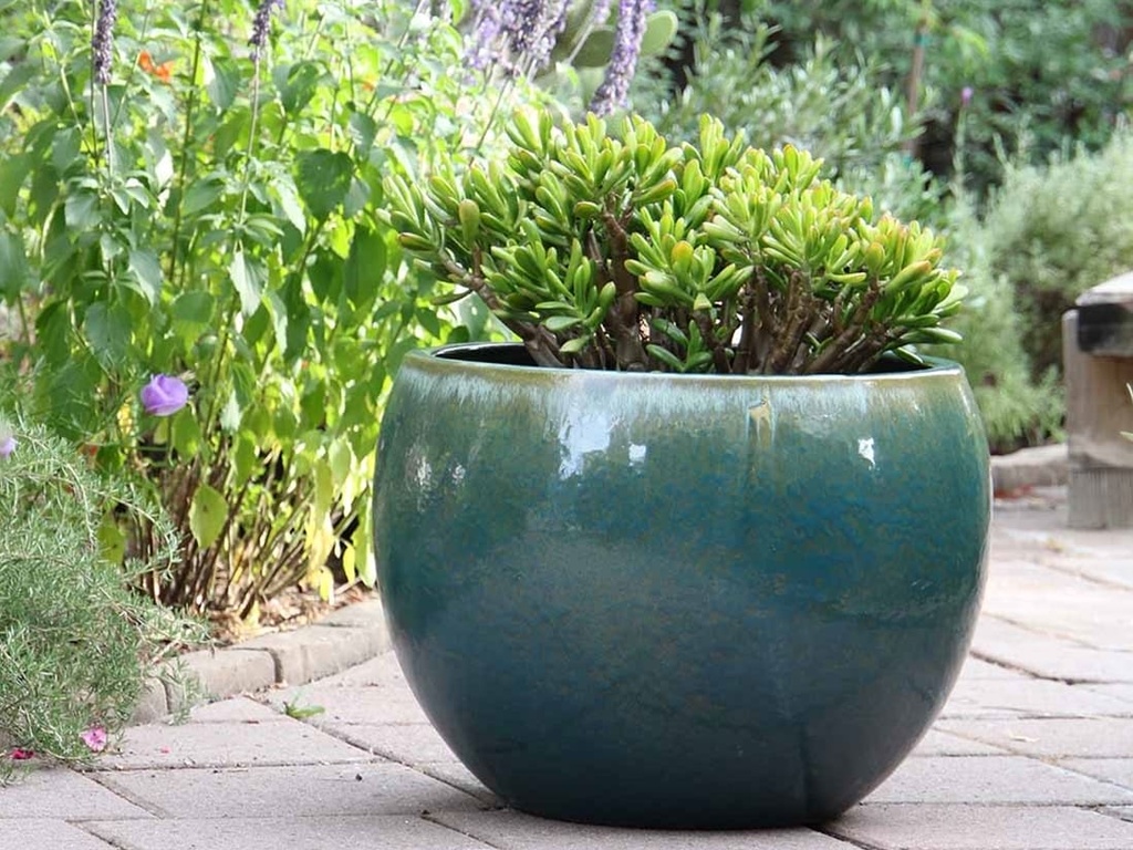 LOW MILANO PLANTER, TURQUOISE GREEN, SET OF 3- 21.5" X 15.5", 16.0" X 12.0", 12.0" X 10.0"