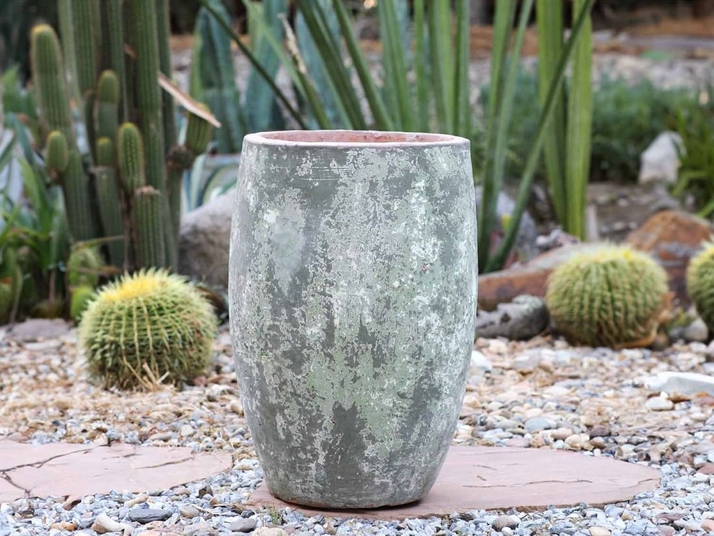 OLIVE NO RIM JAR, SHORT,  VERDIGRIS, SIZE C, D18.5" H24.0"