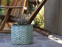 CYLINDER HEXAGON PLANTER, AEGEAN GREEN, SET OF 4- 12.5" X 10.5", 10.5" X 9.5", 9.5" X 8.0", 7.0" X 6.5"
