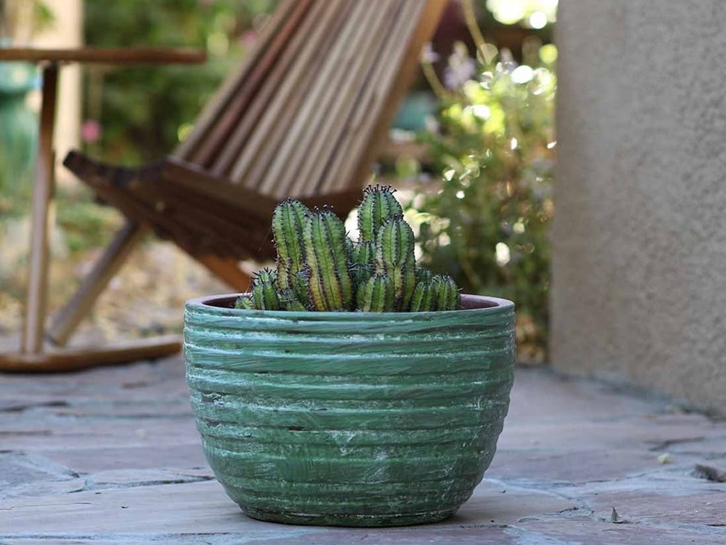 RIBBED BOWLS, AEGEAN GREEN, SET OF 3- 14.5"X10", 11"X75", 8.5"X6.5"