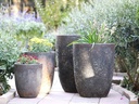 TALL MILANO CONE PLANTERS, CORAL RUST, SET OF 4- 21.5"X27.0", 17"X23", 13"X18", 11"X14