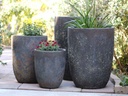 TALL MILANO CONE PLANTERS, CORAL RUST, SET OF 4- 21.5"X27.0", 17"X23", 13"X18", 11"X14